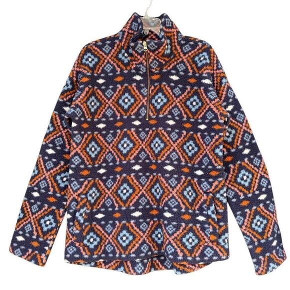 Old Navy Blue Plush Sherpa 1/4 Zip Pullover Fleece Sweatshirt Jacket Large Outdo - Picture 2 of 9